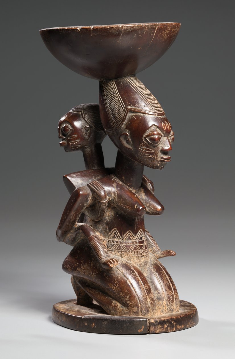 Äidin ja lapsen karyatidialus, 1800-luvun puoliväli tekijältä Yoruba Culture