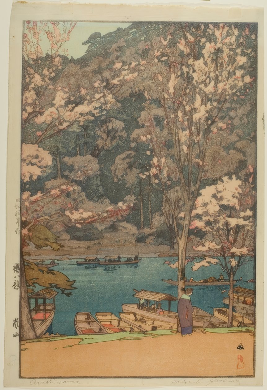 Arashiyama, sarjasta "Eight Scenes of Cherry Blossoms" tekijältä Yoshida Hiroshi