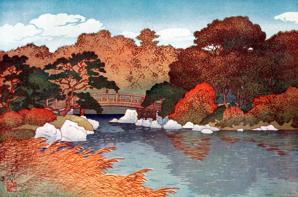 Syksy sadakukkapuutarhassa Muko-Jimassa, 1900-1950. tekijältä Yoshida Hiroshi