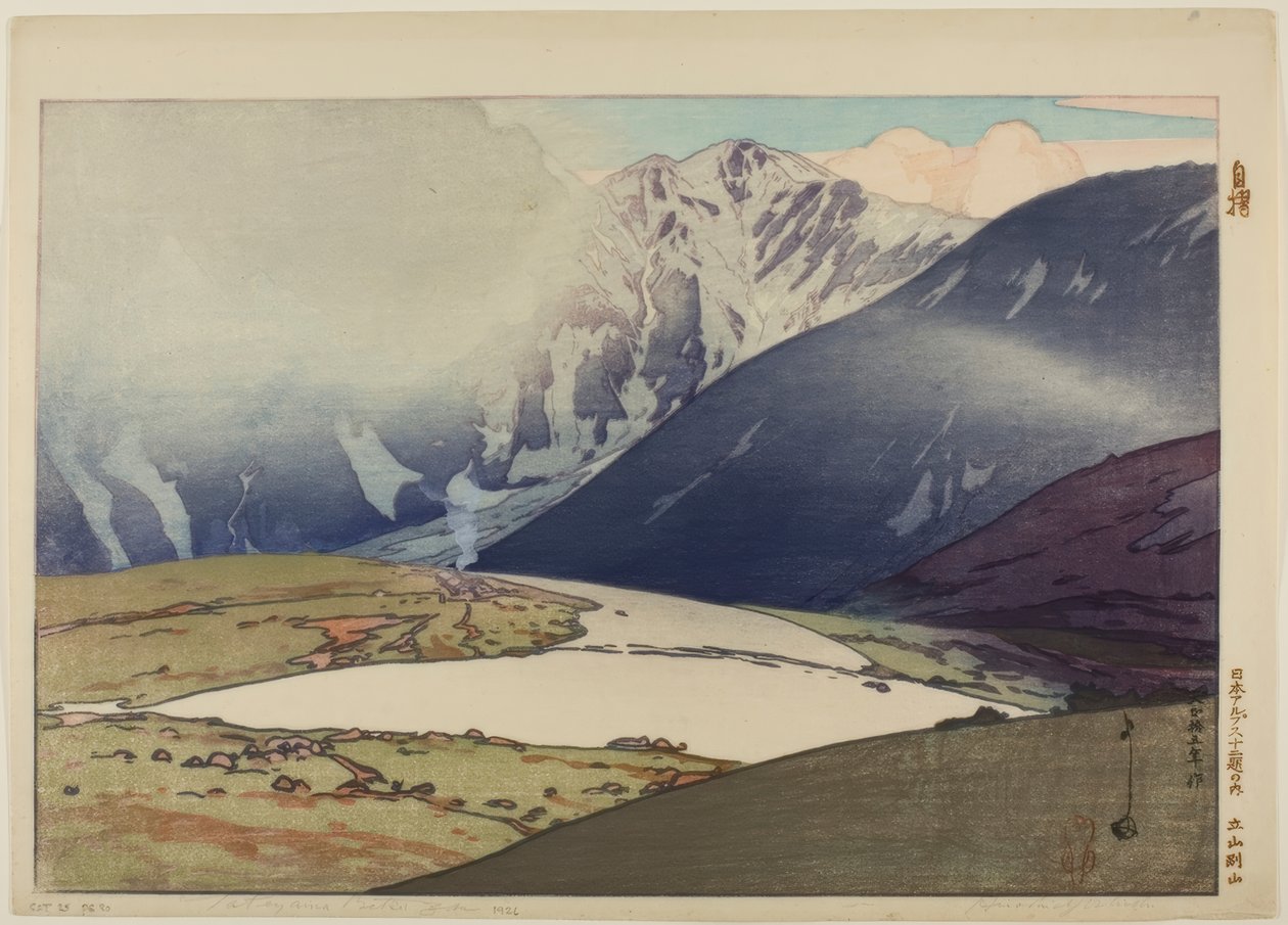 Tateyama Betsuzan, sarjasta "Japanin alppien kaksitoista kohtausta" tekijältä Yoshida Hiroshi