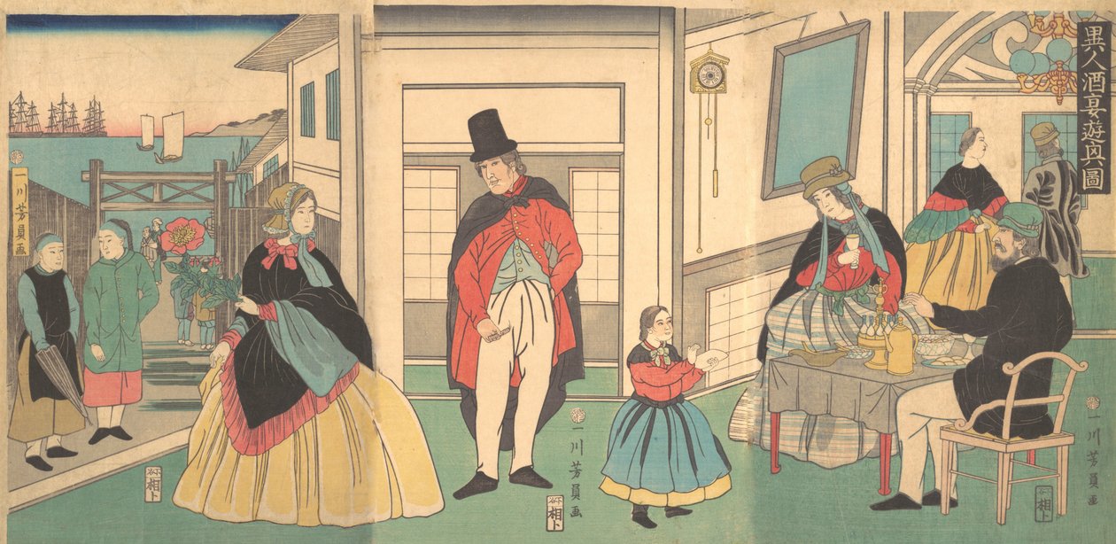 Ulkomaalaiset nauttivat juhlasta, 2. kuukausi, 1862. tekijältä Yoshikazu