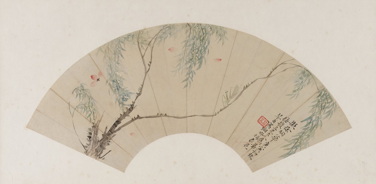 On a Branch of Willow, Qing-dynastia, luultavasti 1770 (muste ja väri paperille) tekijältä Yuan Tong