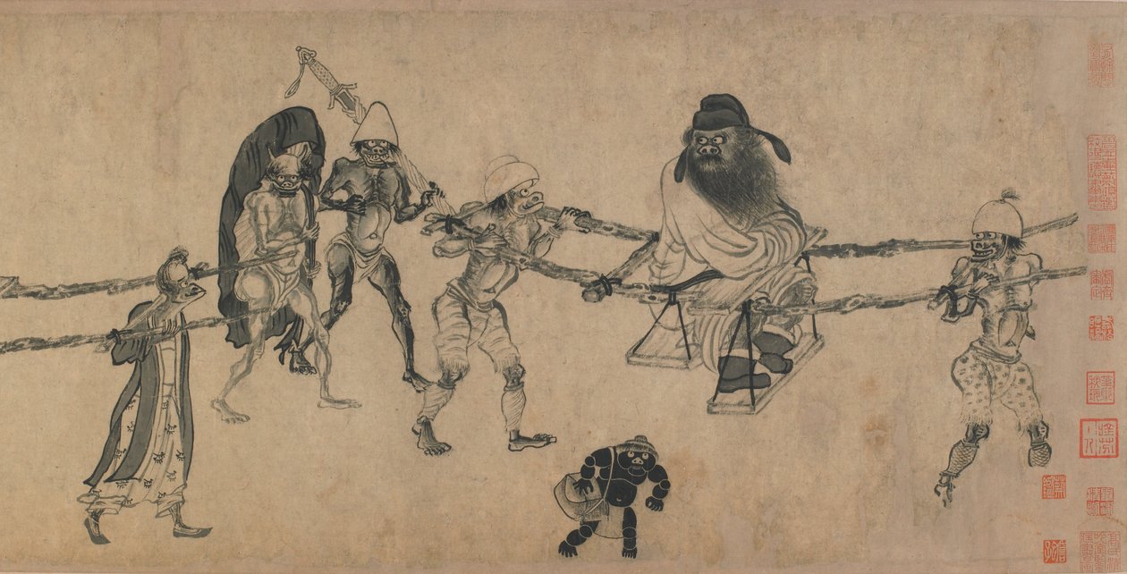 Zhong Kui matkustaminen (muste paperille) tekijältä Yuan Dynasty Chinese School