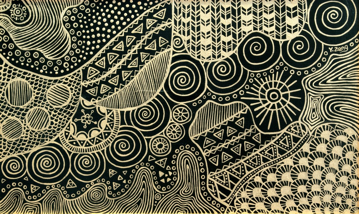 Kultainen doodle, 2023 (öljy kankaalle) tekijältä Yue Zeng