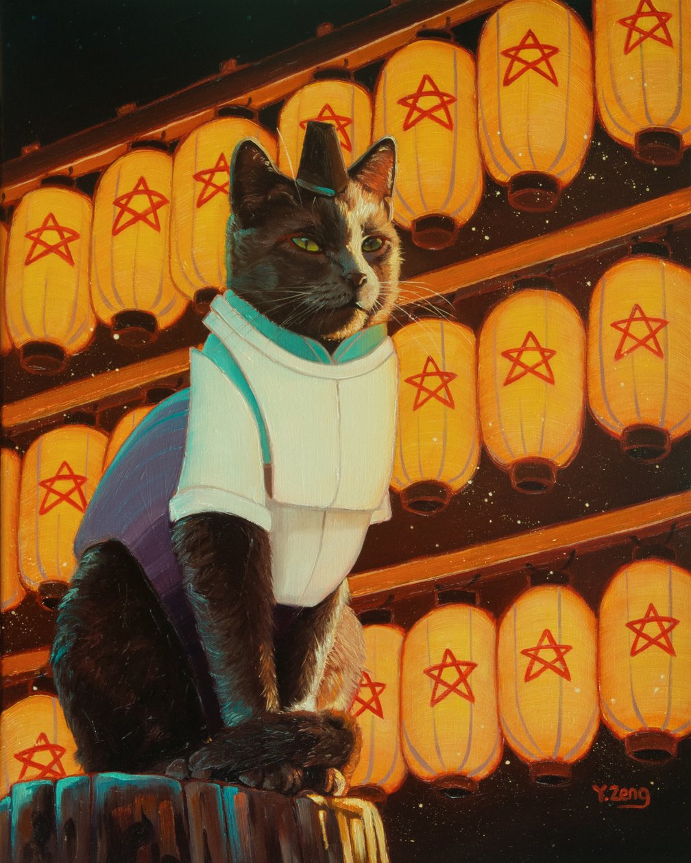 OnMeowJi, 2023 (öljy kankaalle) tekijältä Yue Zeng