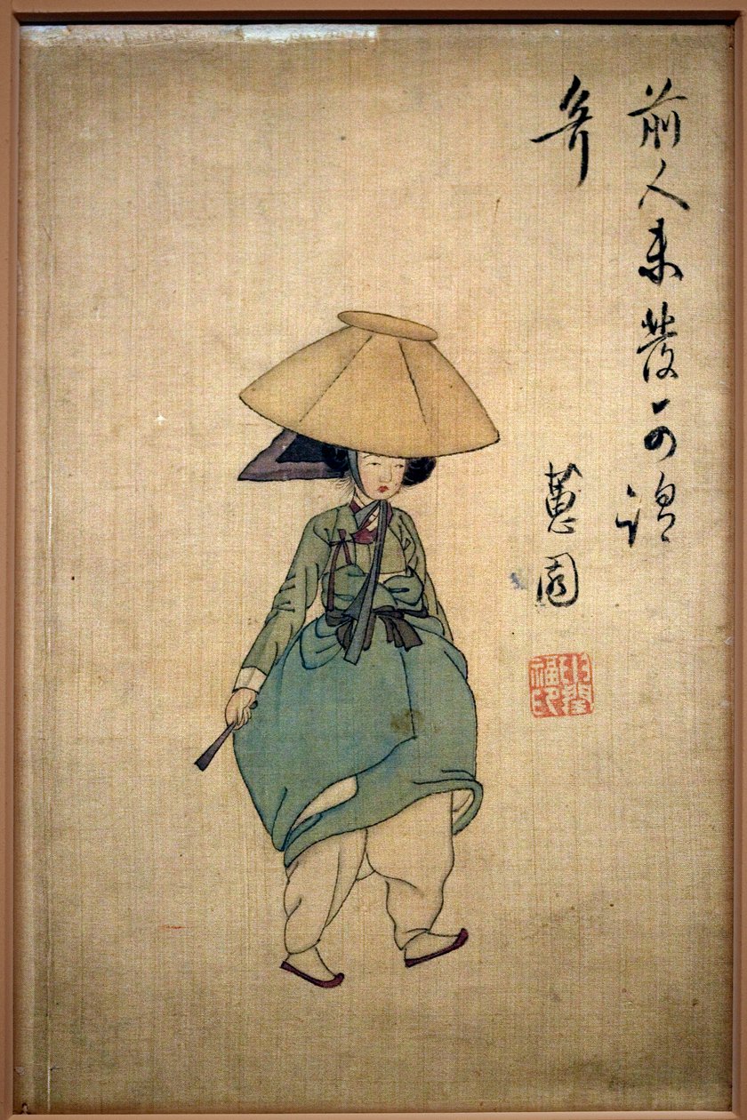 Nuori nainen. Shin Yunbokin (n. 1758-1813) maalaus, muste paperille tekijältä Yunbok Shin