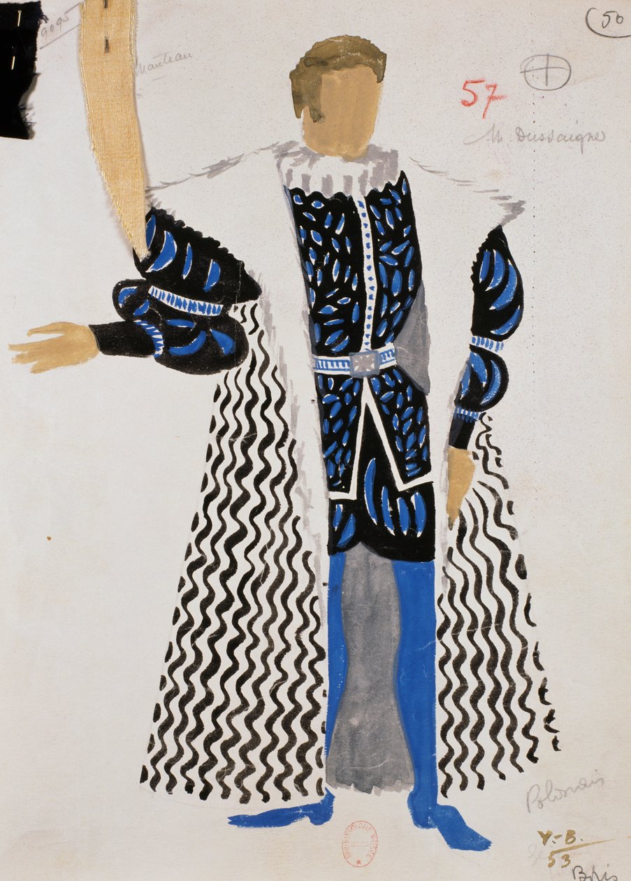 Modest Mussorgskin "Boris Godunovin" puolan puku, luonnos Yves Bonnat