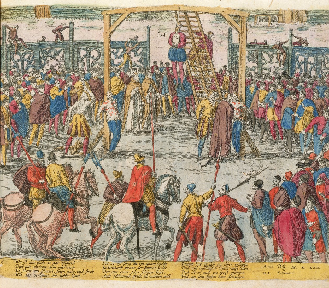 The Execution of Spell of Brabant, joka oli tuonut muita viattomia ihmisiä henkiin tekijältä Zacharias (school of) Dolendo