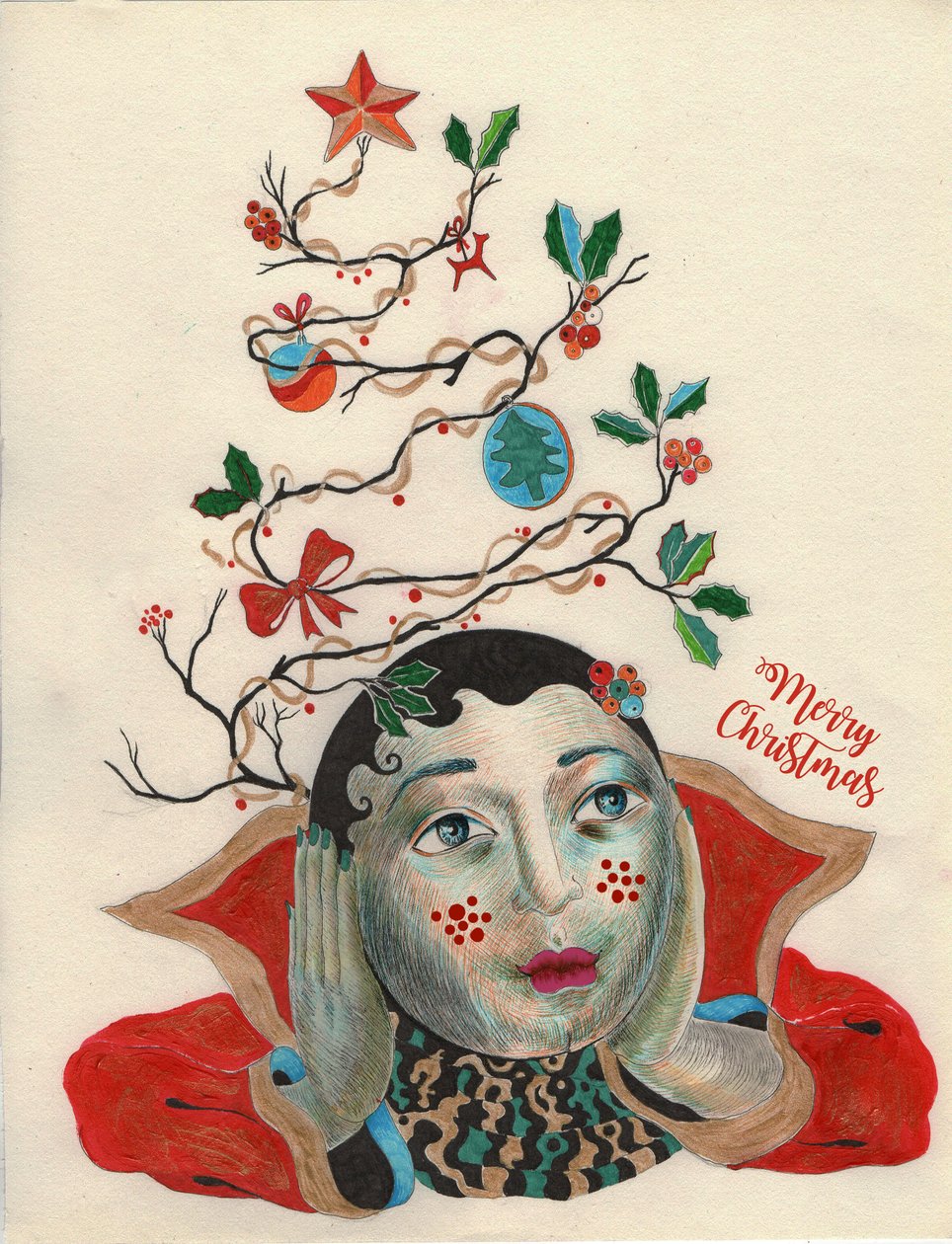 Christmas He-Elf, 2020 (mustepiirustus paperille) tekijältä Sabina Nedelcheva Williams