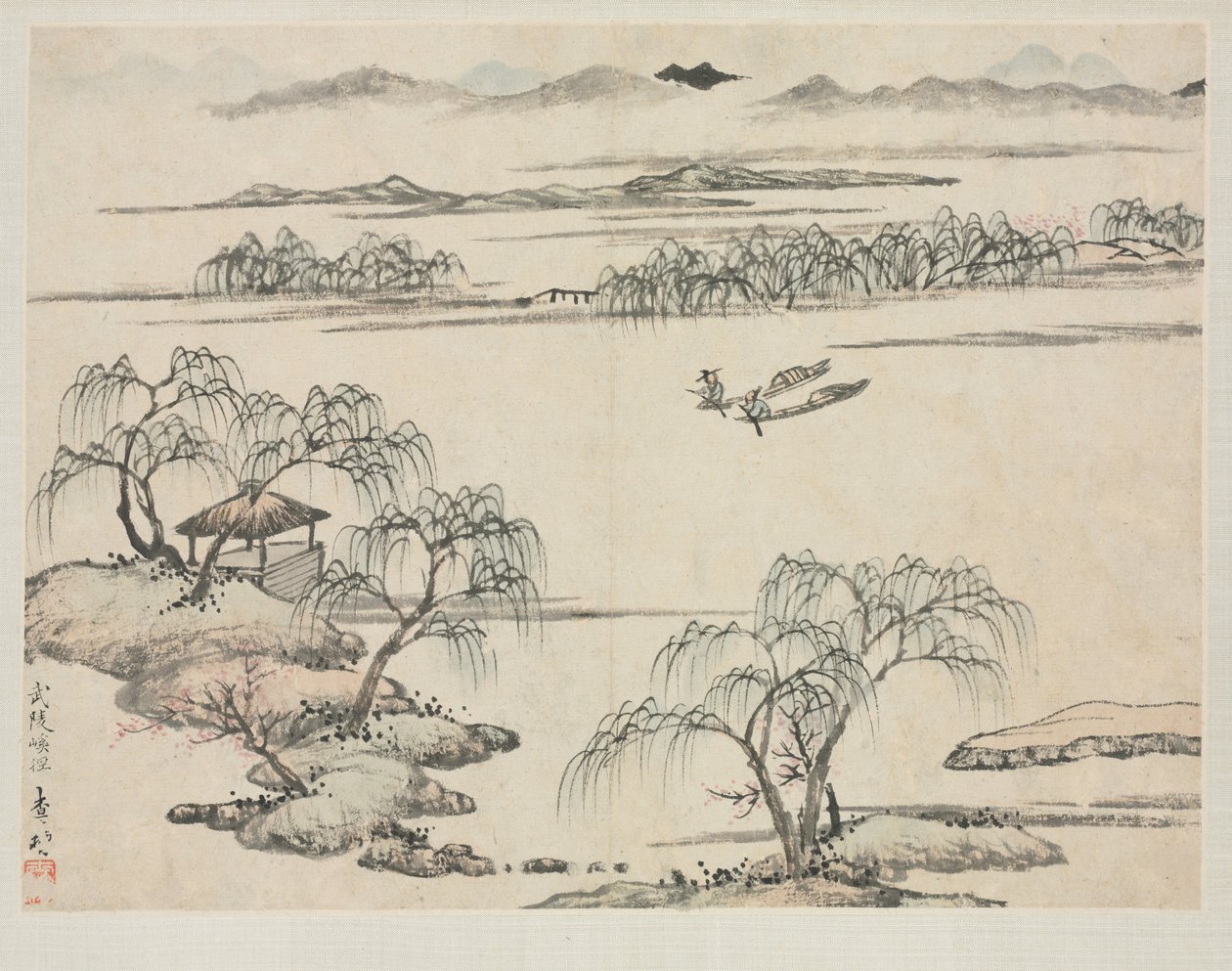 Maisemaalbumi eri tyyleillä: Wulingin virta, 1684. tekijältä Zha Shibiao