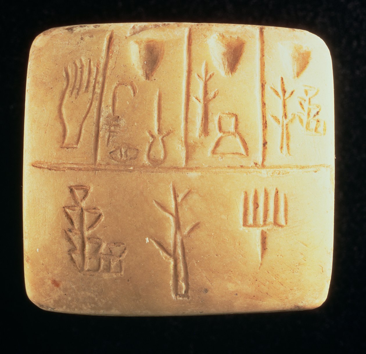 00321 Tabletti, jossa kuvakirjoitus, Mesopotamia, 4. vuosisadan loppu eKr. (kalkkikivi) tekijältä Hippolyte Lalaise Devéria