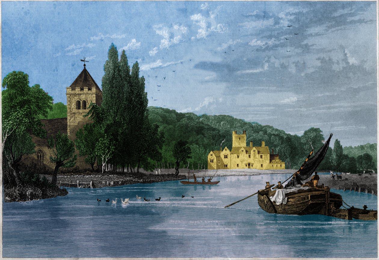 Abbey of Bisham, Templars Commanderry, Earl of Berkshiren. noin 1850 (kaiverrus) tekijältä . .