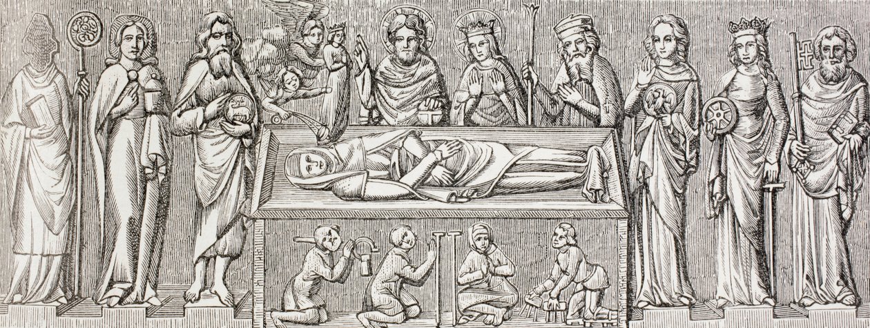 Katolisen pyhimyksen Unkarin prinsessa Elisabethin (1207 - 1231) haudalle tehdyn bareljeefin jälkeen Paul Lacroixin sotilaallinen ja uskonnollinen elämä keskiajalla julkaistiin Lontoossa noin vuonna 1880. tekijältä Ferdinand Georg Waldmuller