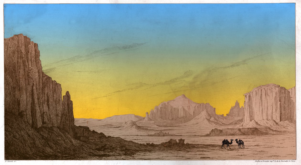 Aktau-vuoret, noin 1850 (kaiverrus) tekijältä . .