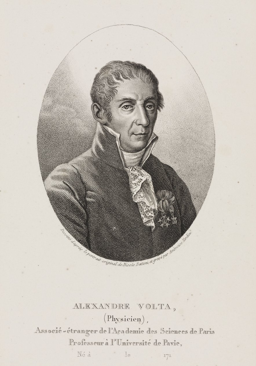 Alessandro Volta, italialainen fyysikko ja keksijä, n. 1800 tekijältä Frederick (attr. to) Barnard
