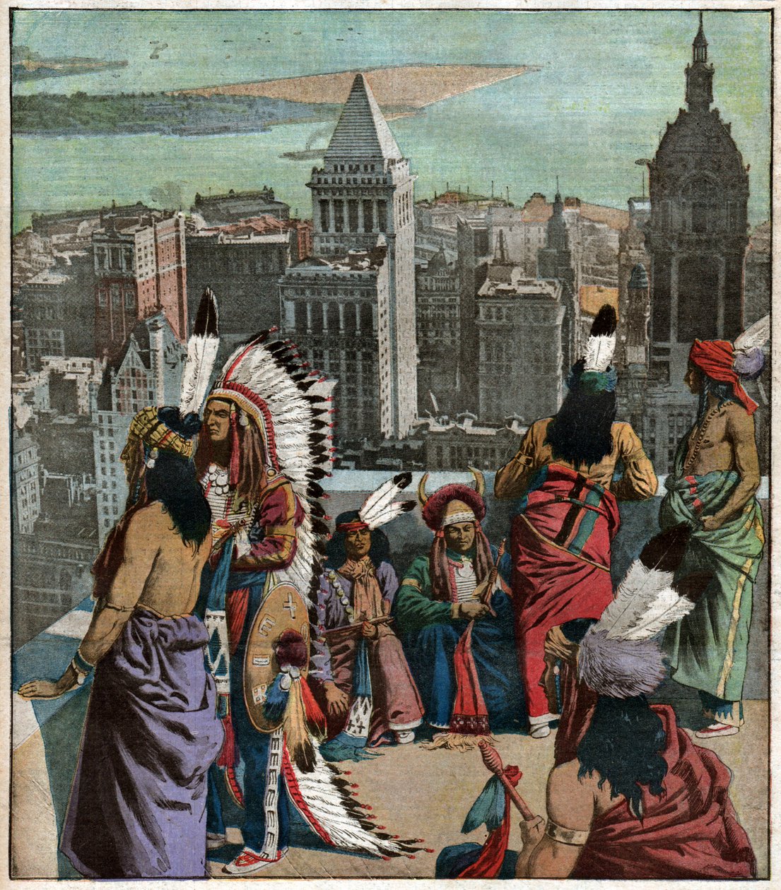 Amerindiens pieds noirs New Yorkissa. Mustajalkaiset alkuperäisamerikkalaiset New Yorkissa. tekijältä Ferdinand Georg Waldmuller
