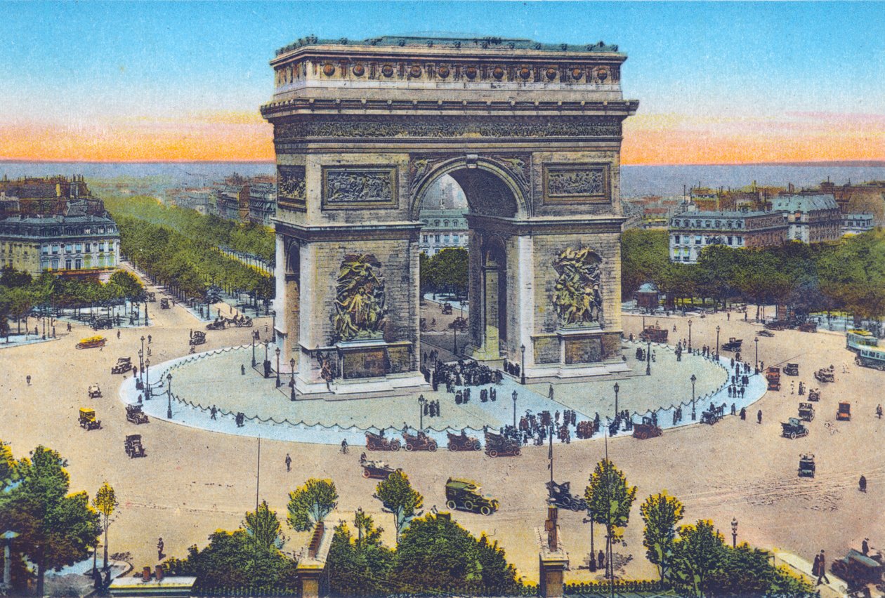 Riemukaari, "Souvenirs De Paris - Monuments Seen in Colors" (väri litho) tekijältä Hippolyte Lalaise Devéria