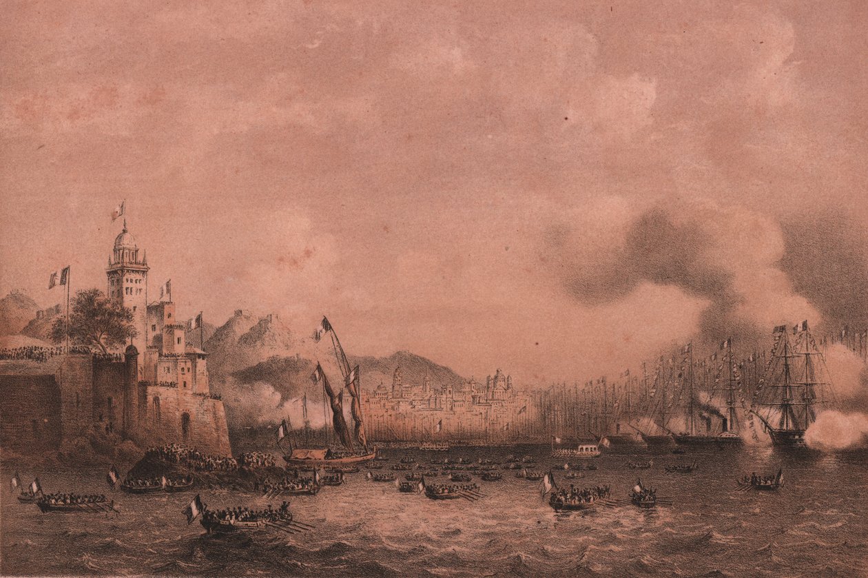 Keisari Napoleon III:n saapuminen Genovaan Liguriaan tekijältä William Walcutt