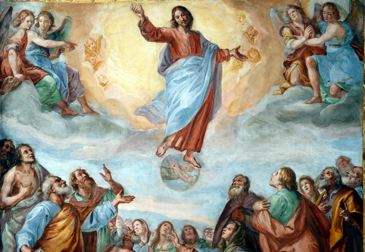 Kristuksen taivaaseenastuminen. Santissima Annunziata del Vastaton basilika. Genova. Italia. tekijältä . .