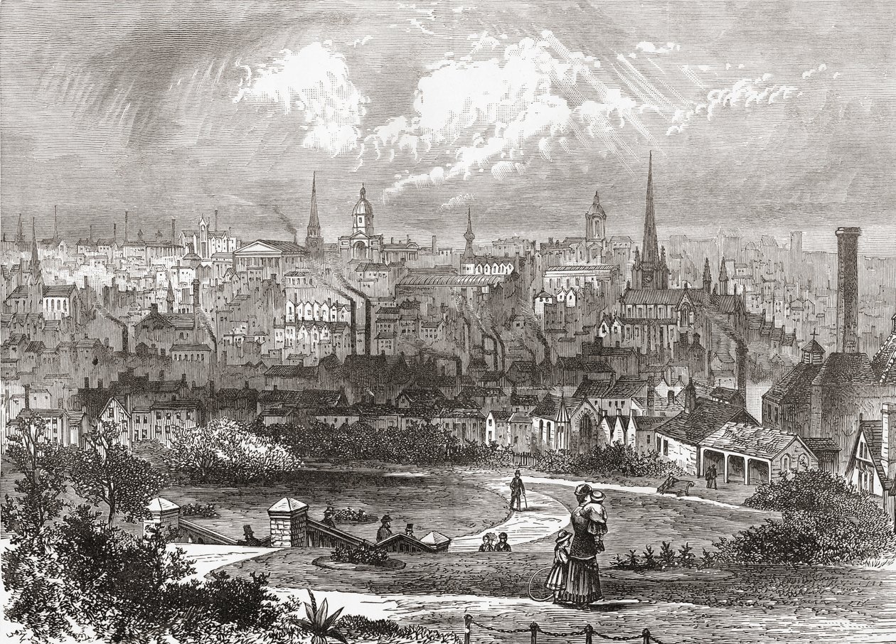 Birmingham, Länsi-Midlands, Englanti 1800-luvun lopulla, julkaisusta Our Own Country, julkaistu 1898 tekijältä Ferdinand Georg Waldmuller