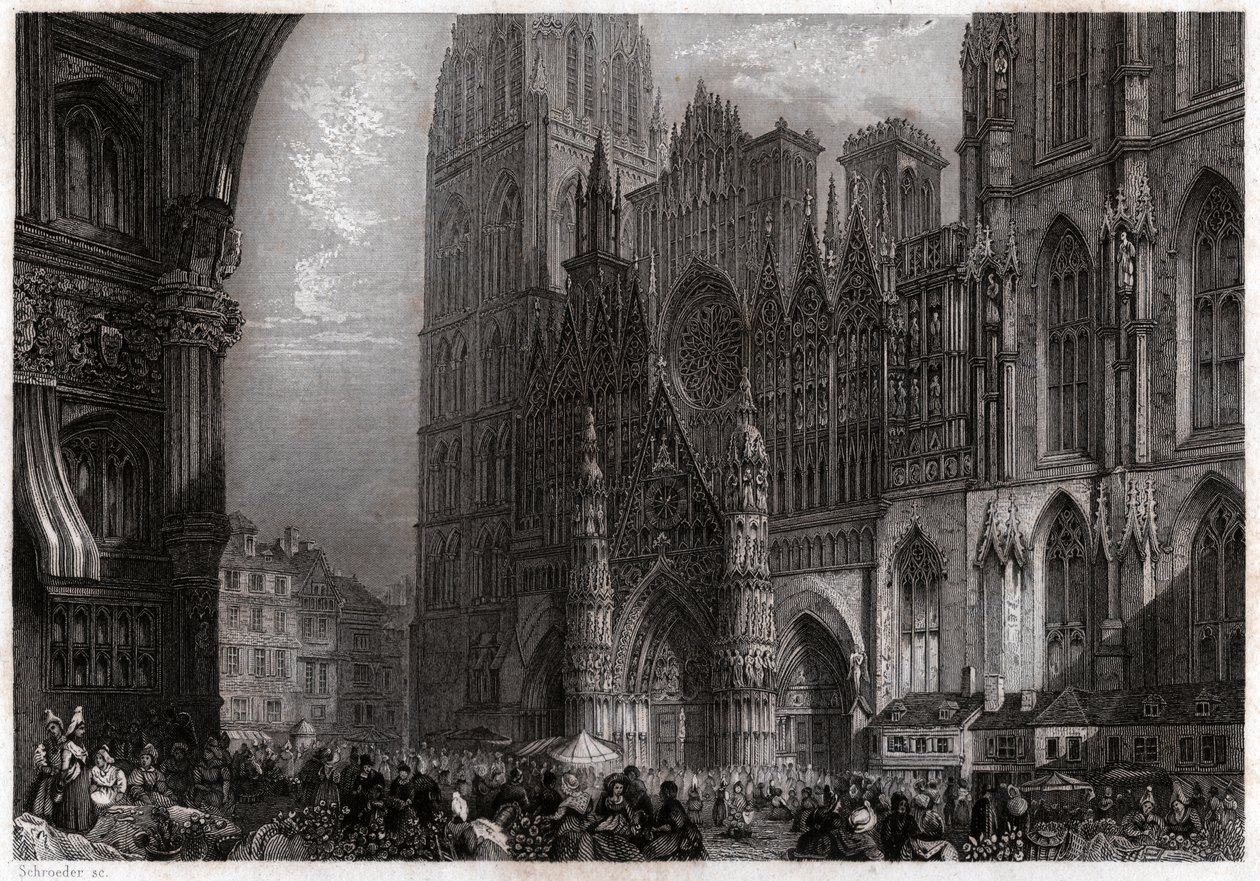 Cathedrale de Rouen, noin 1850 (kaiverrus) tekijältä . .