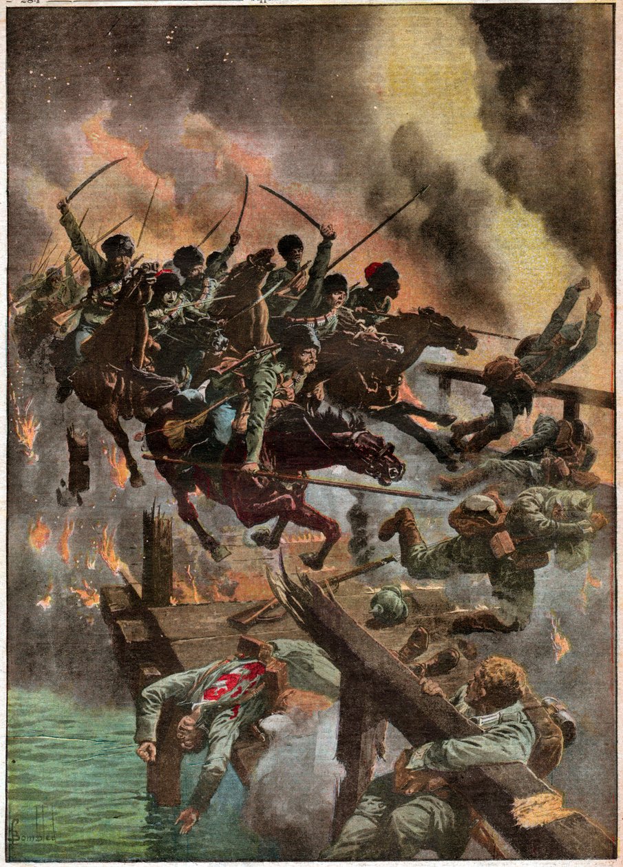 Charge de cosaques russes. Venäläisten kasakoiden hyökkäys. tekijältä Ferdinand Georg Waldmuller