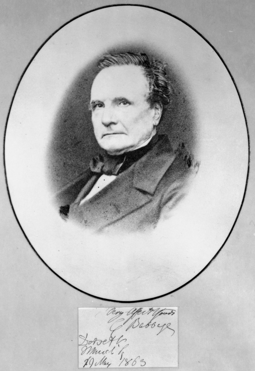 Charles Babbage, brittiläinen matemaatikko ja tietojenkäsittelyn pioneeri tekijältä Ferdinand Georg Waldmuller