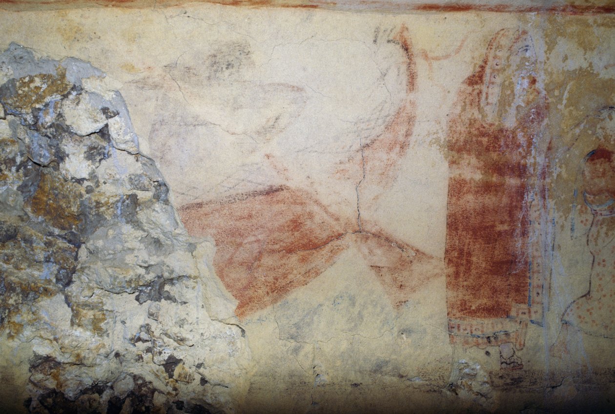Charonin vene, fresko, Sinisten demonien hauta, Tarquinian nekropolis (UNESCOn maailmanperintöluettelo, 2004), Lazio, Italia Etruskien sivilisaatio, 5. vuosisata eKr. tekijältä Georg Carl Heinrich Dollmann