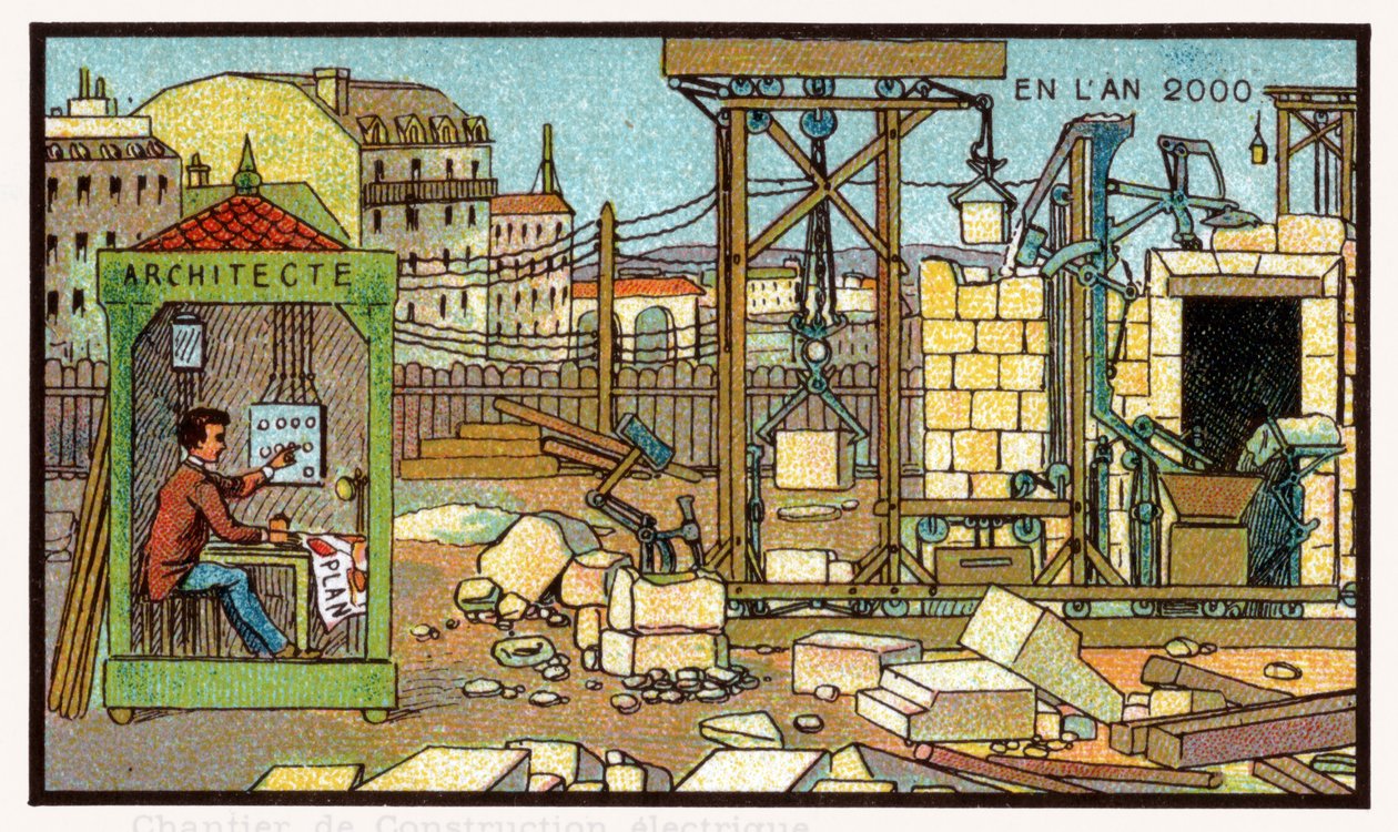Rakennustyömaa, n. 1910 tekijältä . .