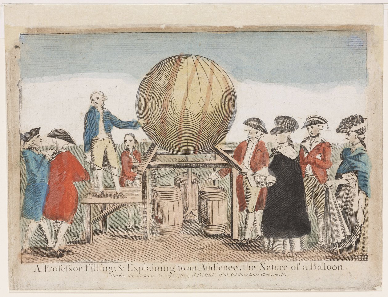 Ilmapalloilun esittely, n. 1784 tekijältä Frederick (attr. to) Barnard
