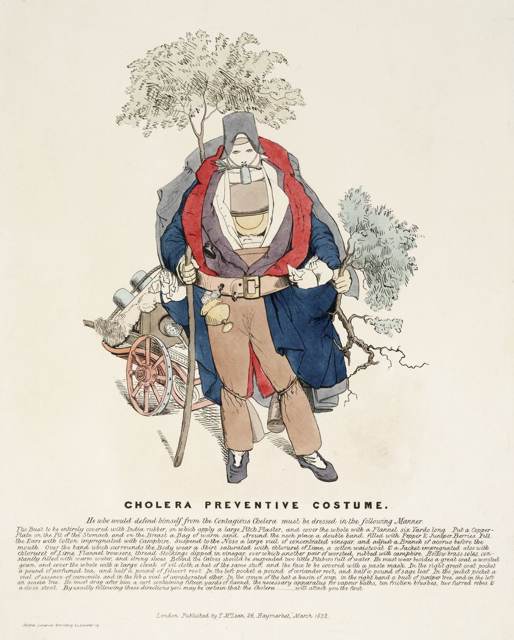 Diseases, Kolera "Cholera Preventive Costume", maaliskuu 1832 tekijältä Frederick (attr. to) Barnard