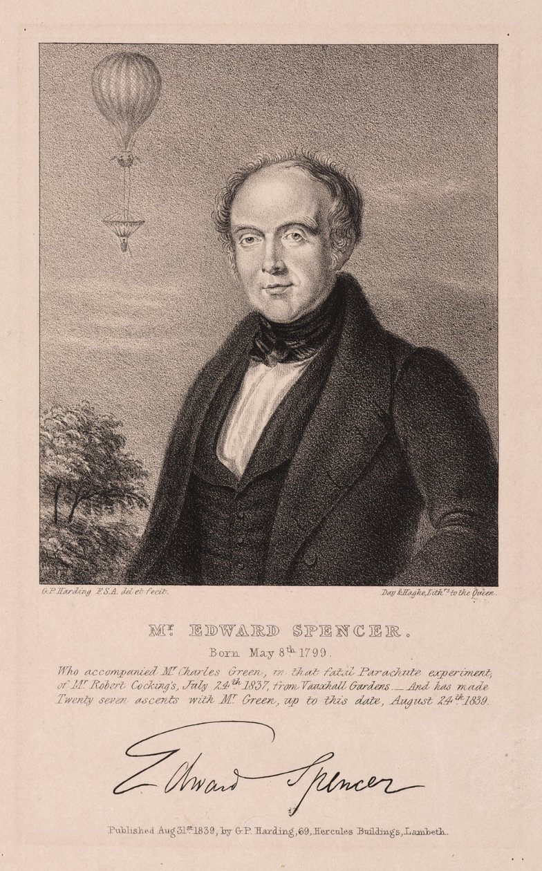 Edward Spencer, englantilainen asianajaja ja lentonautti tekijältä Frederick (attr. to) Barnard