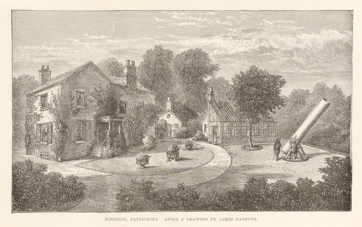 "Fireside, Patricroft" James Nasmythin piirustuksen mukaan, n. 1840 tekijältä Frederick (attr. to) Barnard
