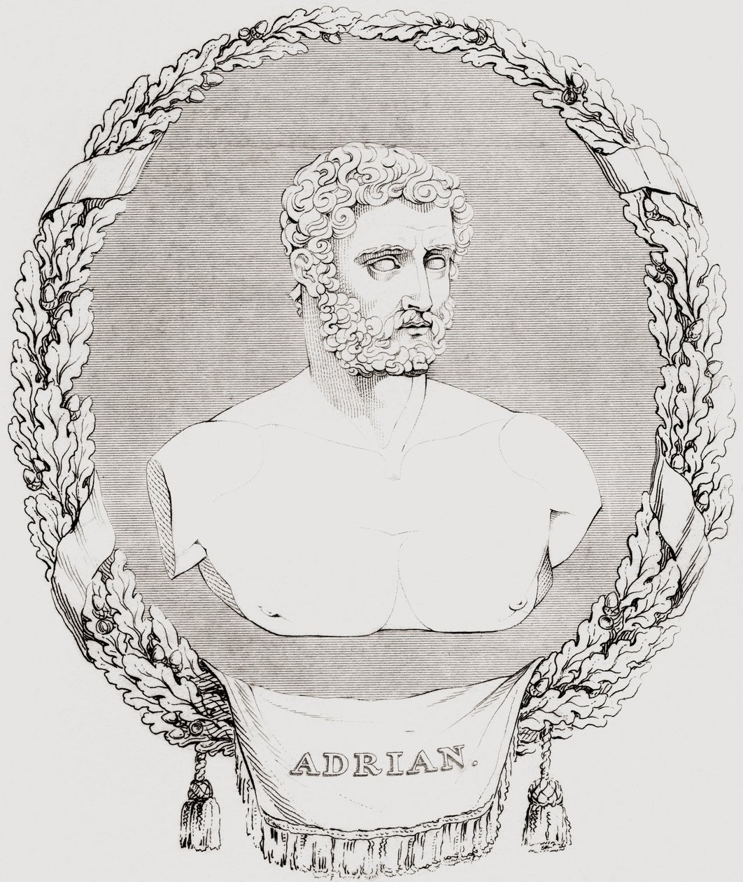 Adrià, Publius Aelius Trajanus Hadrianus Augustus (76 138), emperador romà, de "The Historic Gallery of Portraits and Paintings", publicat el 1808 en finès tekijältä Ferdinand Georg Waldmuller