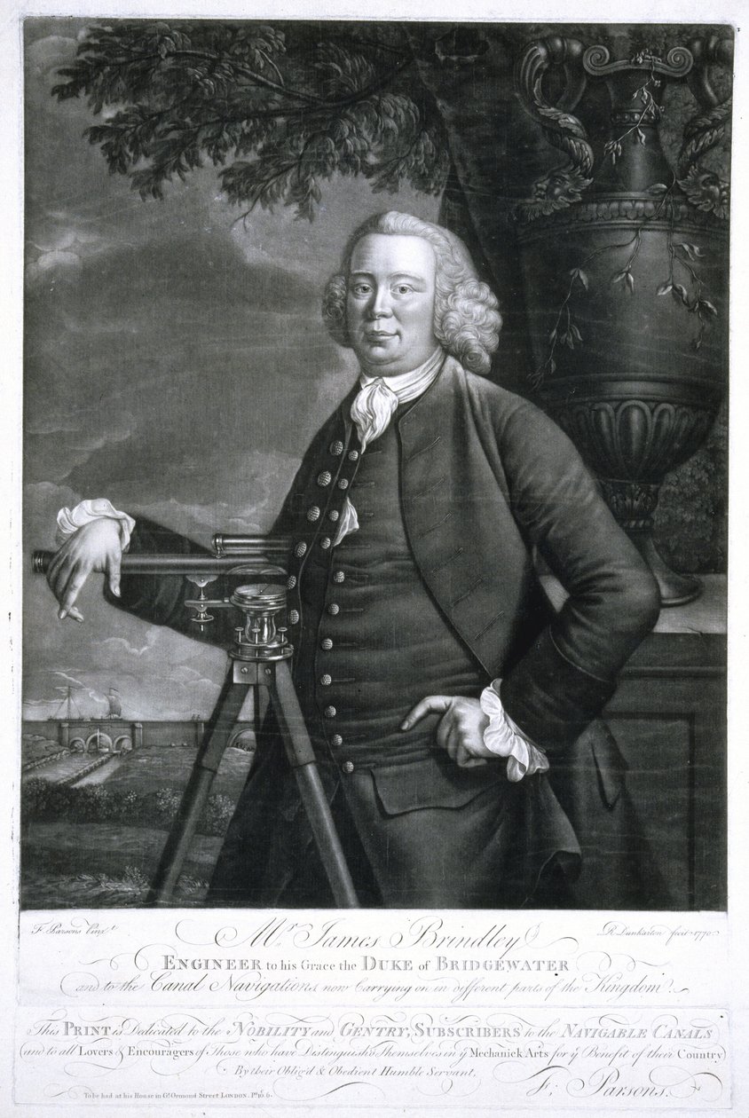 James Brindley, brittiläinen rakennusinsinööri ja kanavarakentaja tekijältä Frederick (attr. to) Barnard
