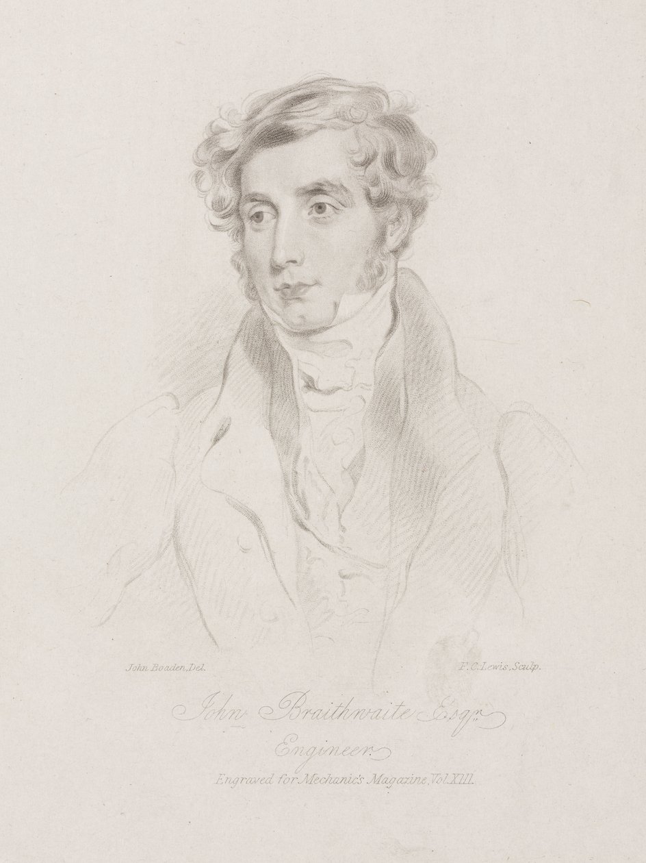 John Braithwaite, brittiläinen insinööri, n. 1830 tekijältä Frederick (attr. to) Barnard