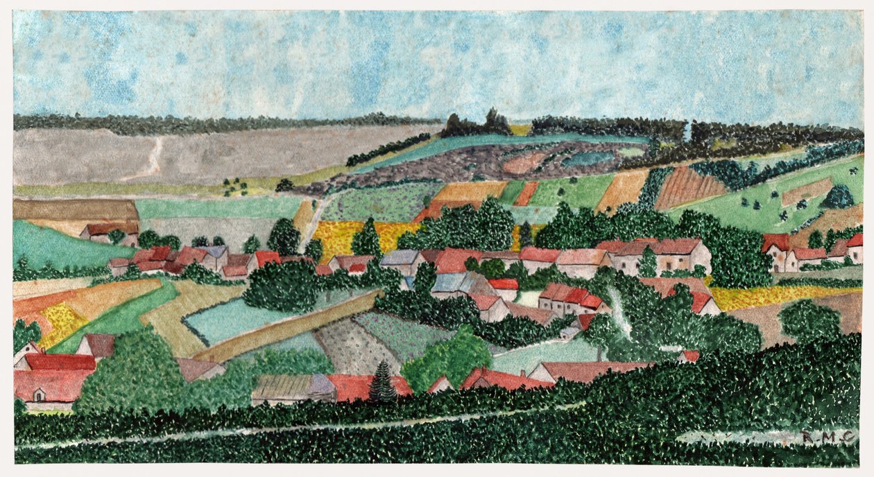 Maisema Ranskan maaseudulla, noin 1950 tekijältä . .