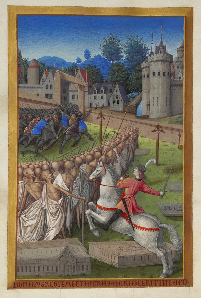 Les Très Riches Heures du Duc de Berry, Folio 90v - Kuoleman ratsumies tekijältä Unbekannt 2321