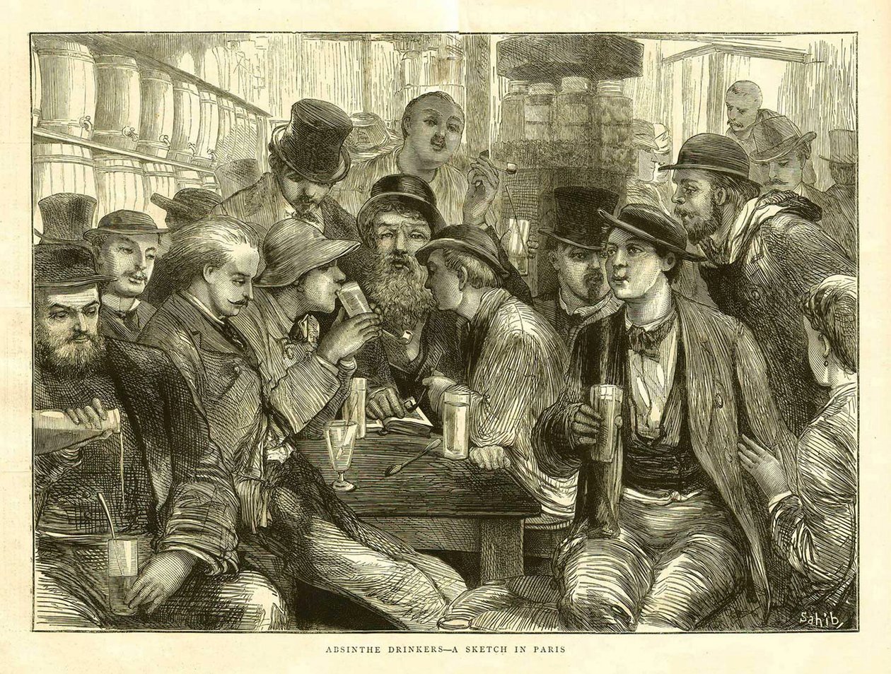 The Absinthe Drinkers, Pariisi 1872 tekijältä Frederick (attr. to) Barnard