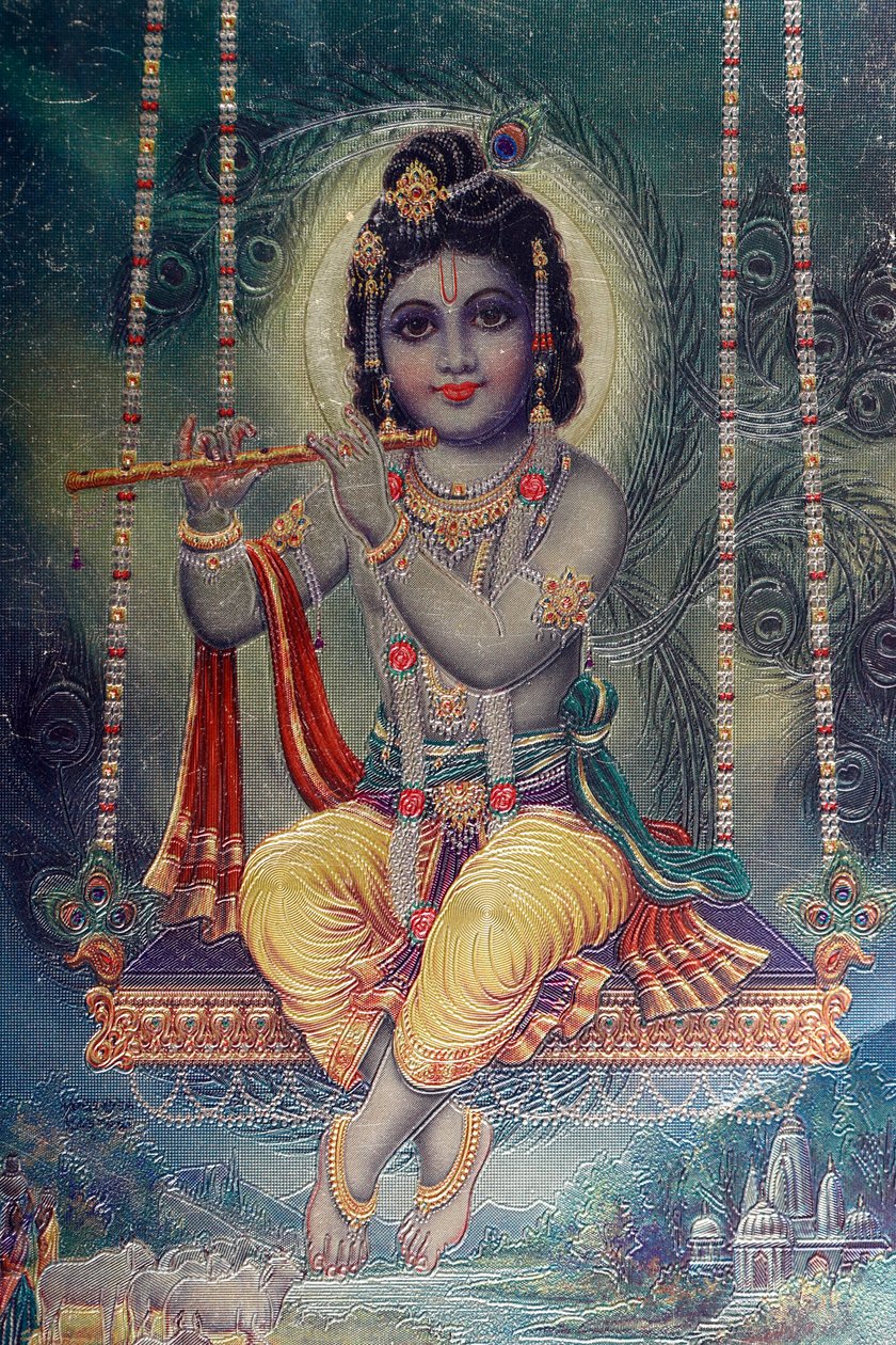 Lord Krishna huilulla. Hindu jumala. tekijältä . .