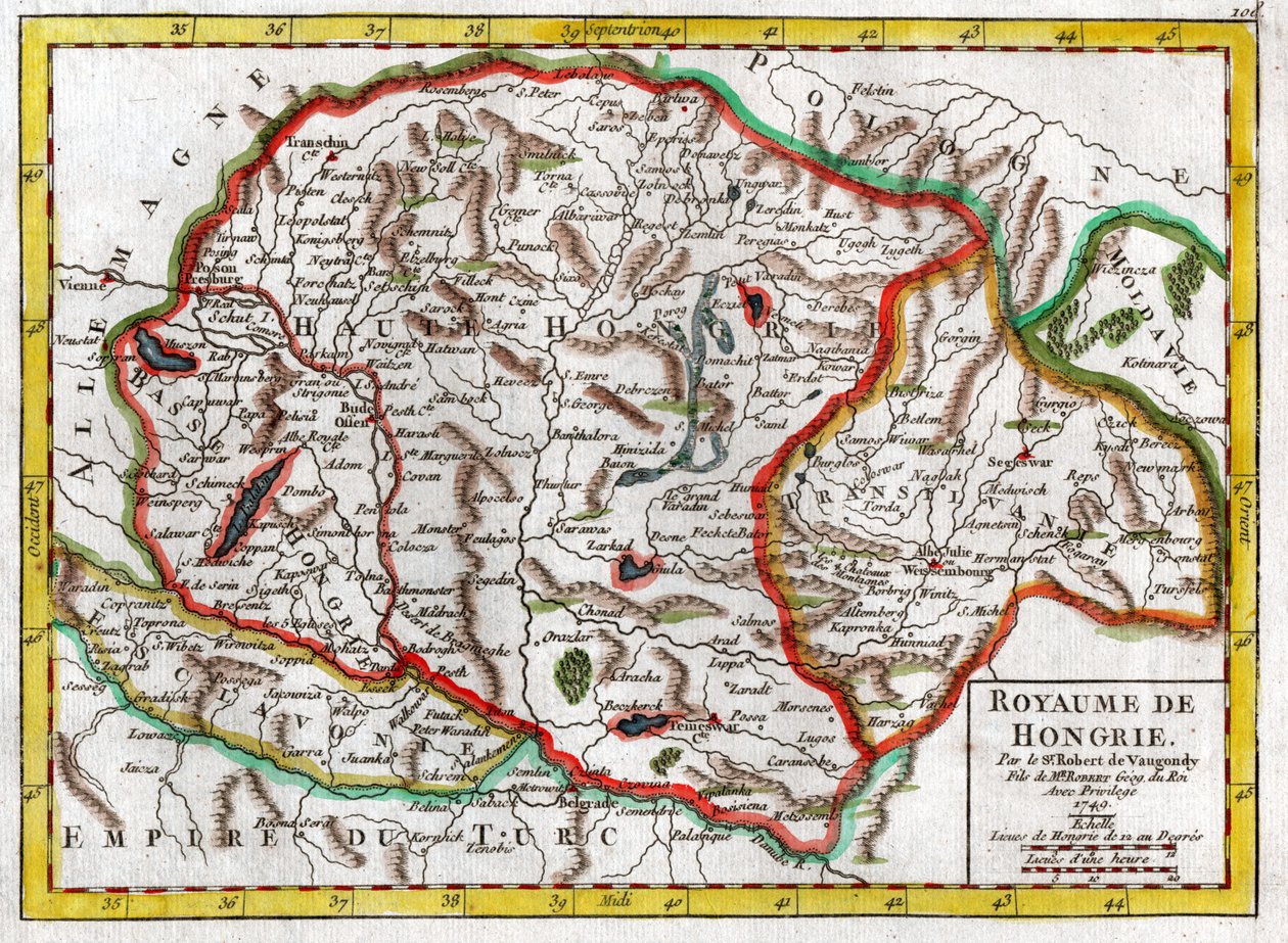 Unkarin kartta 1749 tekijältä . .