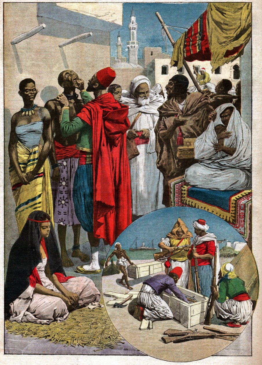 Marche aux escalves a Tripoli. Orjamarkkinat Tripolissa. tekijältä Ferdinand Georg Waldmuller