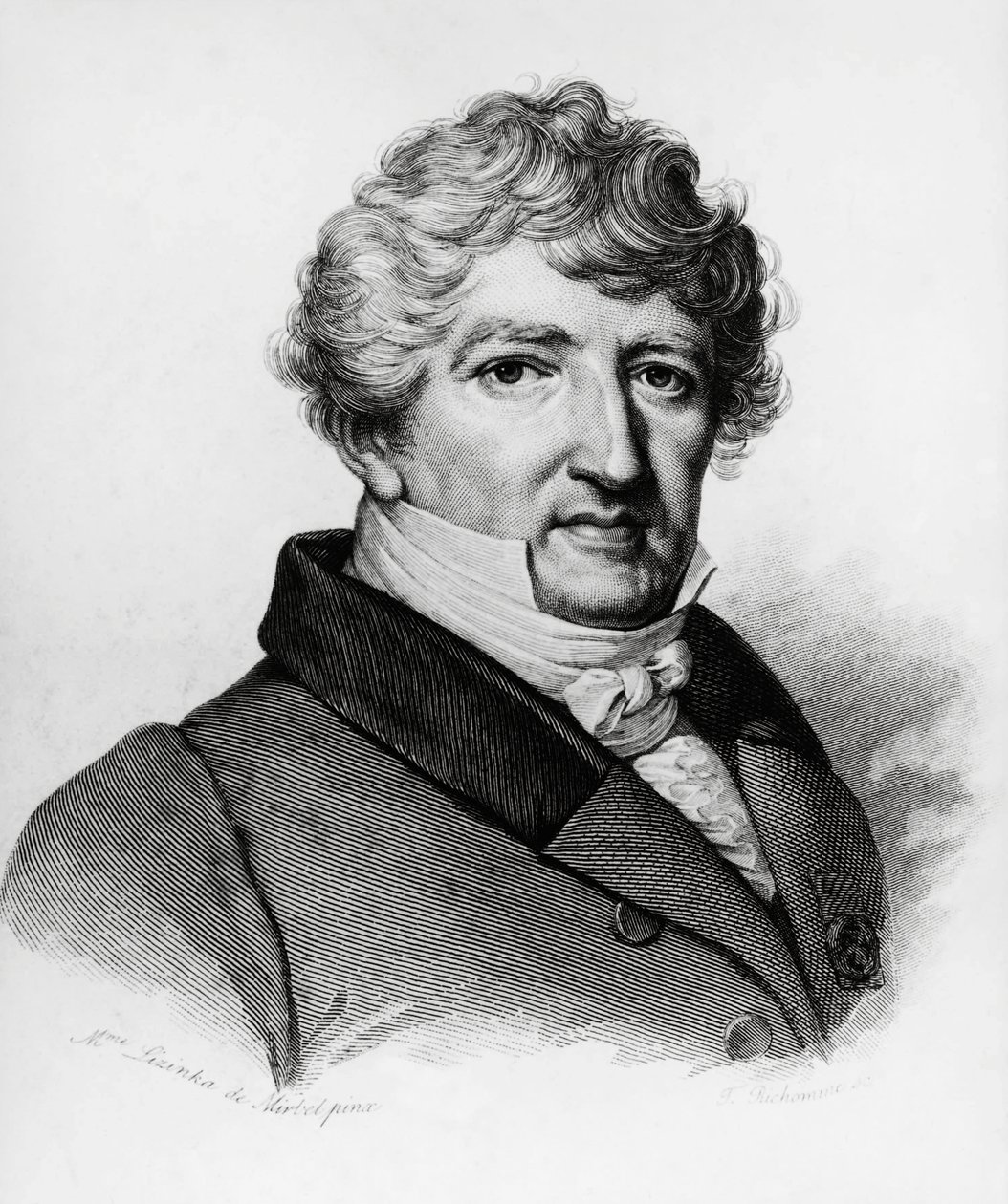 Georges Leopold Chretien Frederic Dagobert Cuvierin (1769-1832), ranskalaisen biologin muotokuva, kaiverrus tekijältä William Walcutt