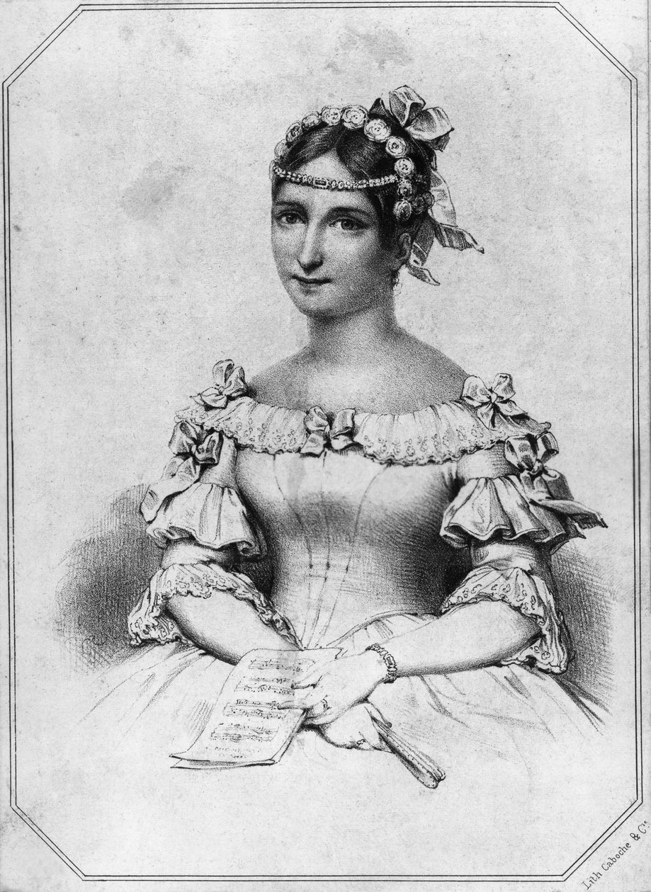 Laura Cinti-Damoreau (1801-1863), ranskalaisen sopraanon muotokuva, litografia tekijältä William Walcutt