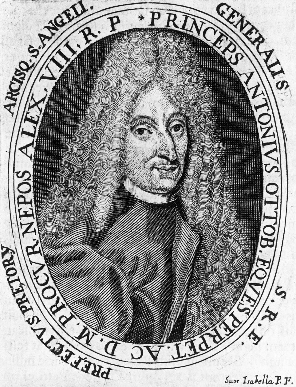 Prinssi Antonio Ottobonin (1646-1710), paavin armeijan kenraalin muotokuva, kaiverrus tekijältä William Walcutt
