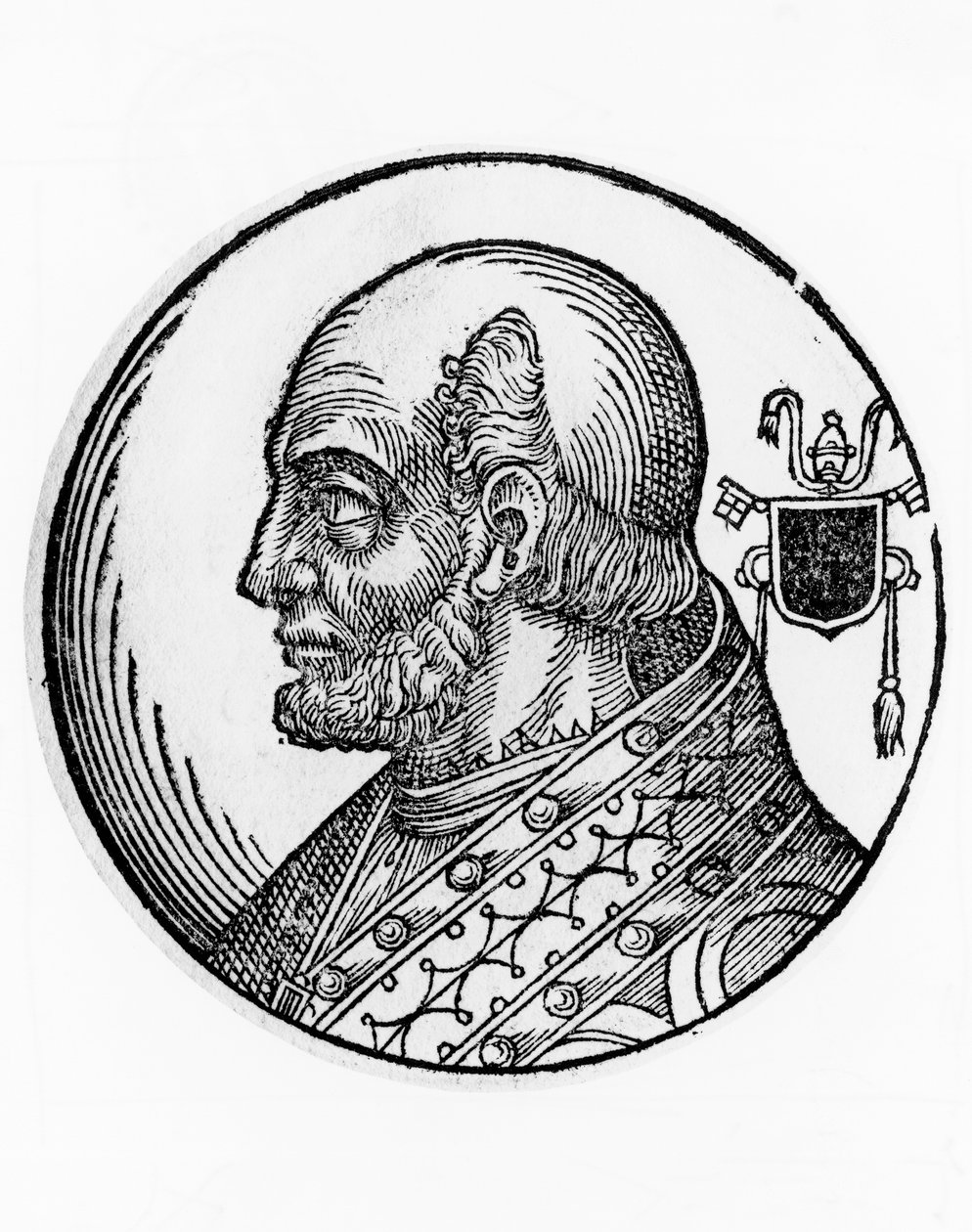 Theodorus I:n (kuoli 649), katolisen kirkon 73. paavin muotokuva vuodelta 642, kaiverrus tekijältä William Walcutt