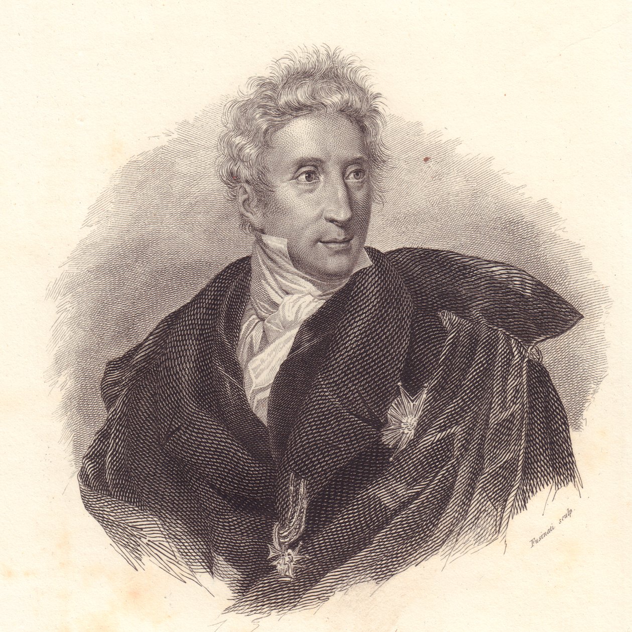 Taidehistorioitsija Leopoldo Cicognaran (1767-1834) muotokuva, Fusinatin kuparikaiverrus Lipparinin muotokuvasta tekijältä William Walcutt