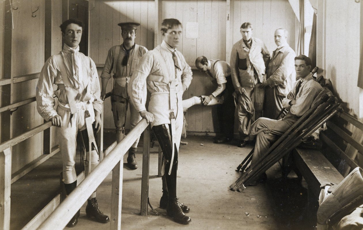 Proteesit Sotilaat tekojaloissa, c 1915-1918 tekijältä Ferdinand Georg Waldmuller