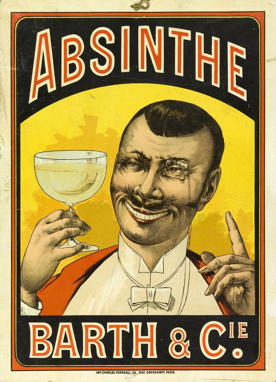 Mainos Barth & Cie -absintista, Chalon sur Saone (Saone et Loire, Ranska), noin 1890 tekijältä Frederick (attr. to) Barnard