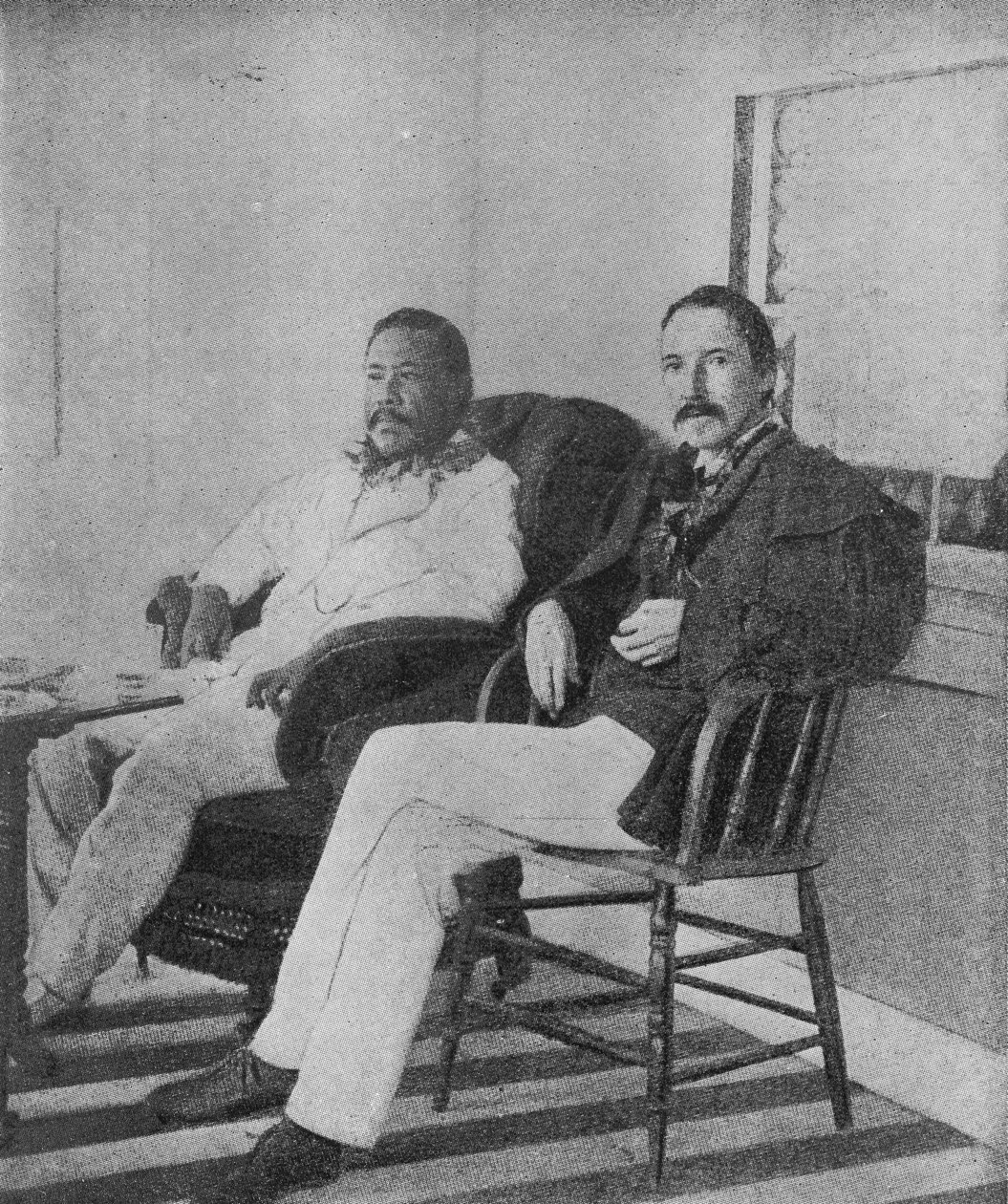 Robert Louis Stevenson Havaijin kuninkaan Kalakauan kanssa Honolulun kuninkaallisen venetalon verannalla tekijältä Hippolyte Lalaise Devéria